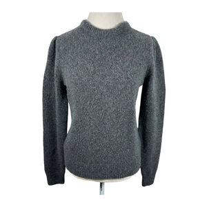 The Kooples Gray Sweater Puff Sleeves Yak Alpaca Blend Soft Cozy size 3 US L